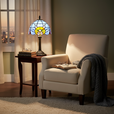 Lampe de table vintage baroque avec chat pour table de chevet