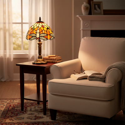 Lampe de table LED décorative en verre coloré